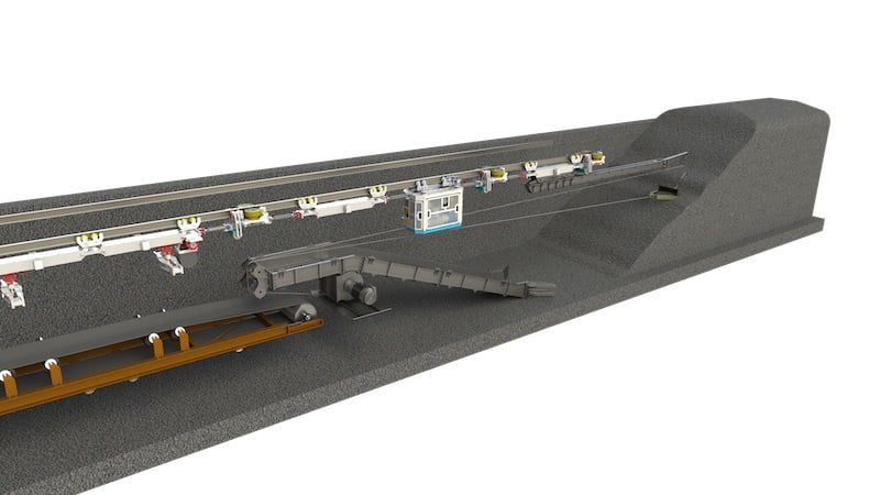 A concept rendering of an ISO AT Face - single conveyor. A case study that leveraged MEDATech's electric powered heavy equipment prototyping services.