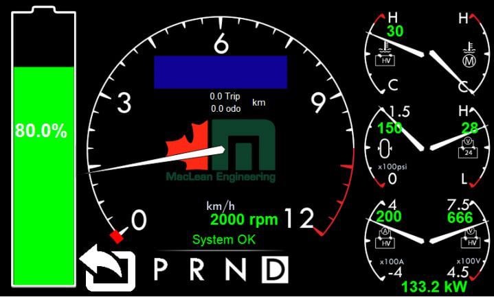 A picture of and EV Boom battery powered electric mine truck brake test tram screen